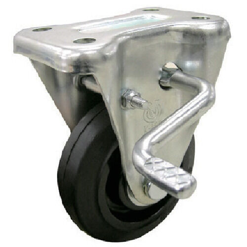 産業用キャスターストッパー(右) 付固定車 ナイロンホイルゴム車輪