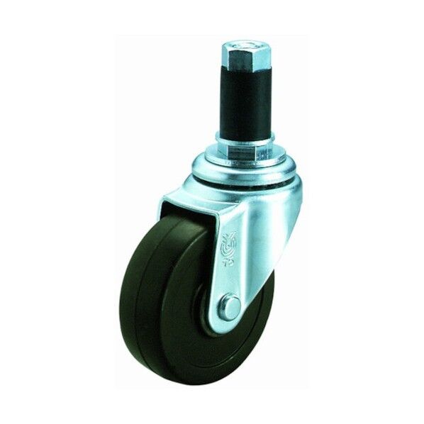 ゴムパイプ差込式キャスター自在車 ゴム車輪