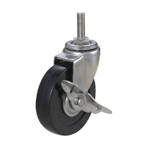 ねじ込みキャスターステンレス製S付自在車 ハードゴム車輪