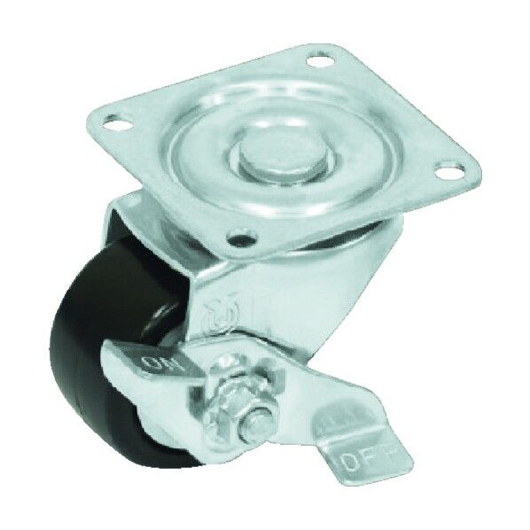 重量用プレート式キャスター(強化ナイロン車・ステンレス金具) 自在ストッパー付