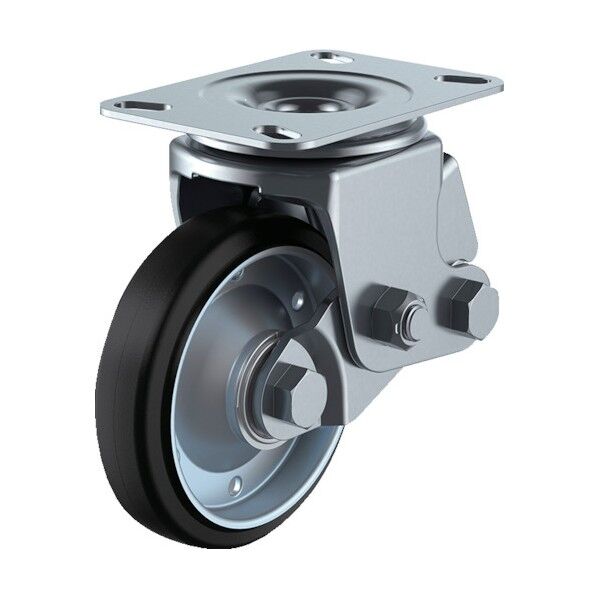 プレート式キャスター 自在車 200径 耐摩耗ゴム車輪 SKY-2S200WF(AR)-A-2 1点