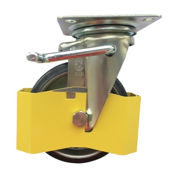 新型プレスキャスター 自在ストッパー付車 200径ゴム車輪 PMS-200WBLBR-IPCY 1点