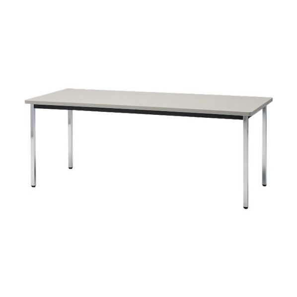 ミーティングテーブル メッキ脚・共貼り 丸脚・棚無