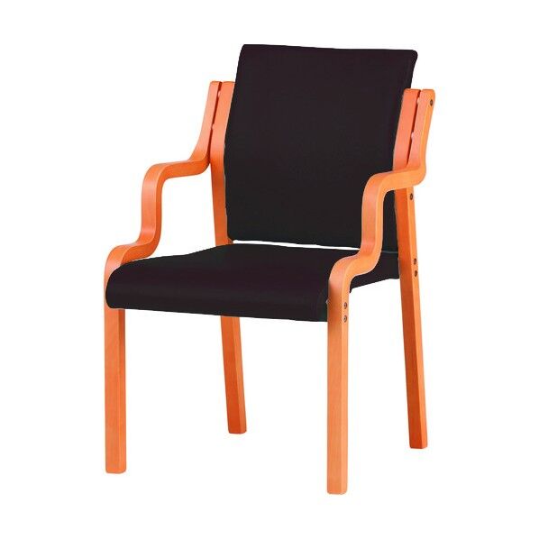木製スタッキングチェア 肘付き FVM-7AL ネオブラック FVM-7AL-NBK 1点