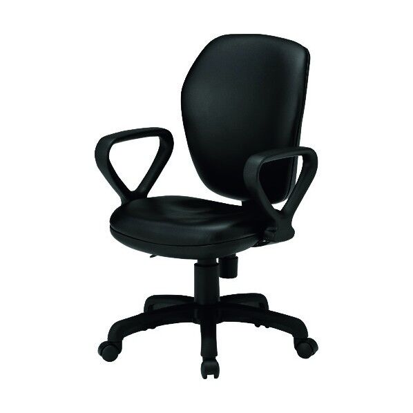 オフィスチェア FST-77HL ハイバック ループ肘付き ブラック(レザー) FST-77HALBK 1点