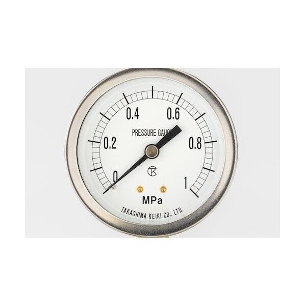 ステンレス真空計(D枠埋込型・縁なし・φ60)圧力レンジ0.0~ー0.1MPa R1/4 1467901 1点