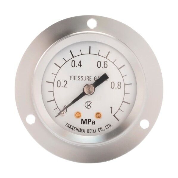 高島計器 小型圧力計(D枠埋込形・縁あり・中心ネジ・φ40)圧力レンジ0.0~0.16MPa R1/8 1739016 1点...