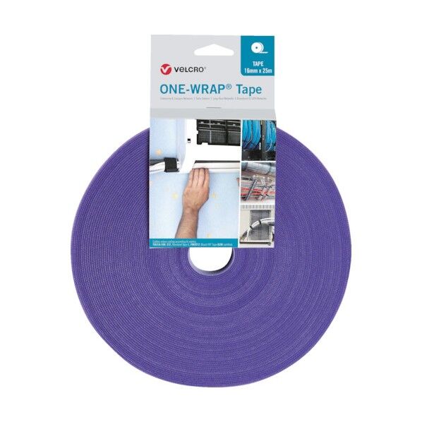 ヴェルクロ[[R上]] ONE-WRAP[[R上]] テープ 幅25mm×長さ25m 紫 VEL-OW64159 1点