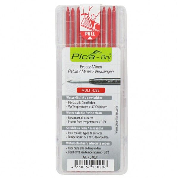 建築用シャープペンシル用替芯 10本入り 赤 4031 1点