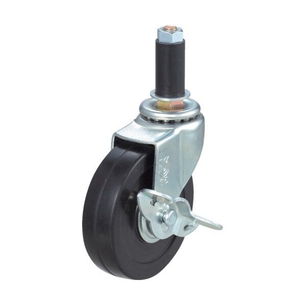 ゴムパイプ差込みキャスター自在車S付 ナイロン車輪