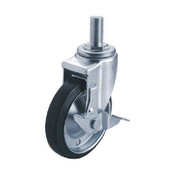 ねじ込みキャスターS付自在車 ゴム車輪ベアリング入
