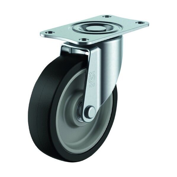 ユーエイ プレート式キャスター自在車100径ナイロンホイルゴム車輪 SFHG-100NRB 1台
