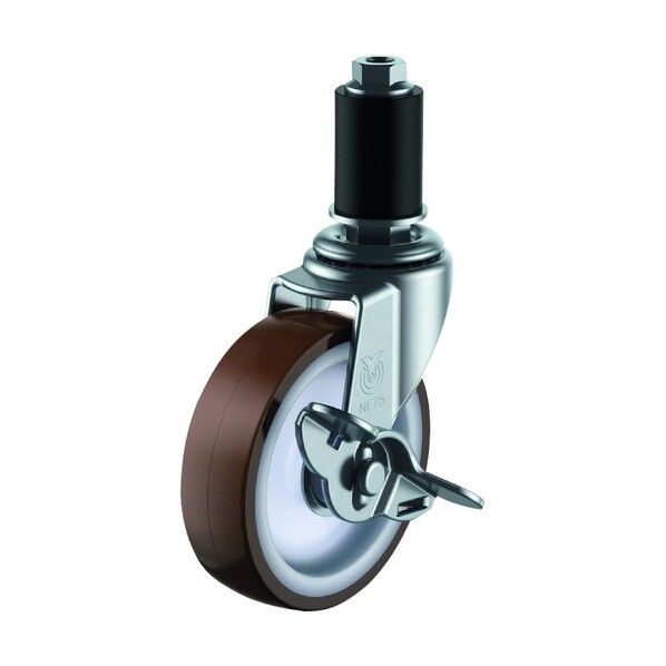 ゴムパイプ22径差込みキャスター自在車S付き 65径ウレタン車輪 LTF-65URS-22 1点