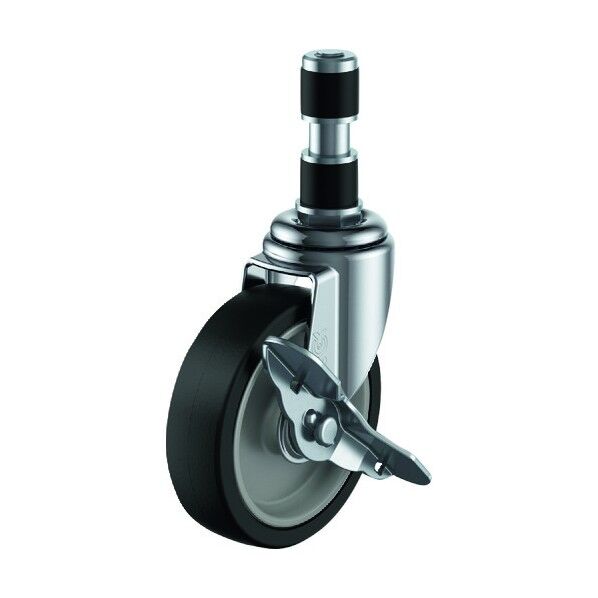 ゴムパイプ19径差込キャスターS付自在 100径ナイロンホイルゴム車 ETF-100NRS-19 1点