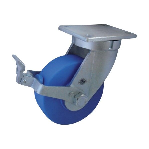 プレート式超重荷重用キャスター(MCナイロン車) 自在ストッパー付