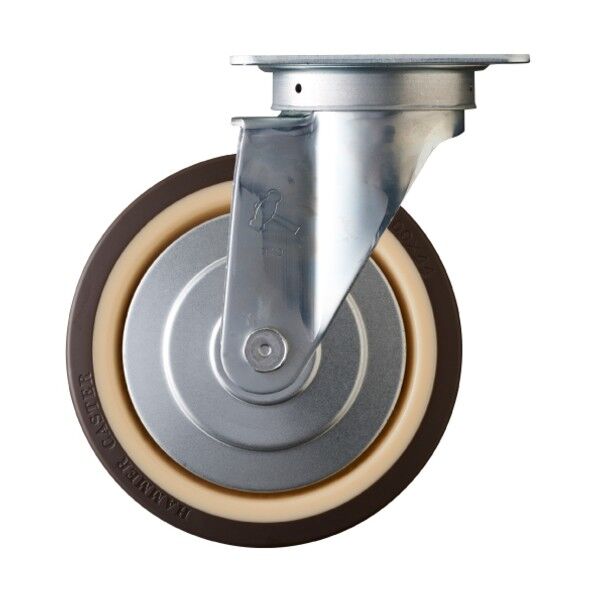 プレート式キャスター 400S 旋回式 ウレタン車輪(ナイロンホイール・ラジアルボールベアリング)