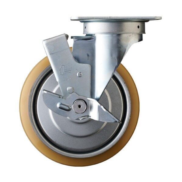 プレート式キャスター 419S 旋回式 ウレタン車輪(ローラーベアリング) ストッパー付