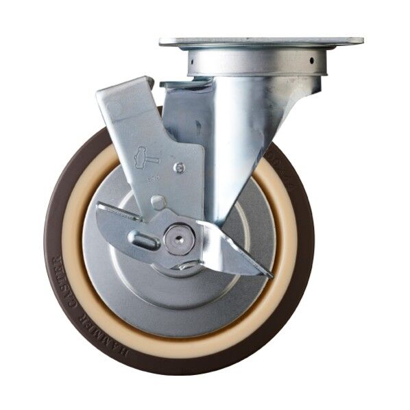 プレート式キャスター 419S 旋回式 ウレタン車輪(ナイロンホイール・ボールベアリング) ストッパー付