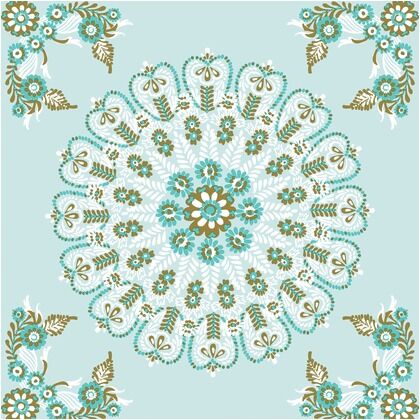 貼ってはがせる壁紙シール メダリオン ターコイズ&ゴールド 長さ5m 幅52cm Medallion Turquoise 1本