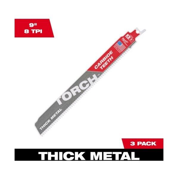 TORCH 金工用カーバイドレシプロソーブレード 8TPI 229mm(3本パック) 48-00-5302 1個...
