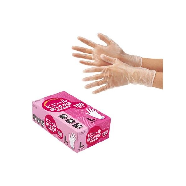ビニール極うす手袋 パウダーフリー 100枚入 半透明 S 1個
