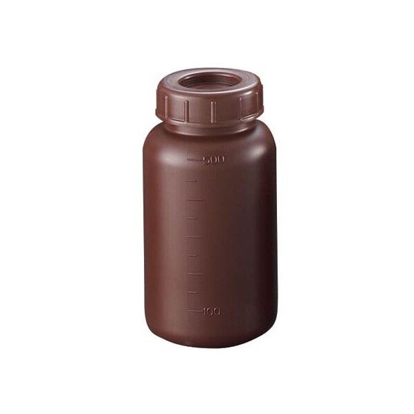 ポリ広口遮光瓶(PE広口瓶 中栓付) 500mL 100本