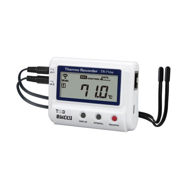 おんどとり 温度データロガー(有線LAN 温度2ch測定)TR-71nw 6-9183-34 1