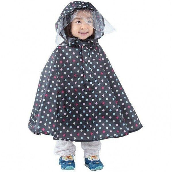 KW-750PC子供ポンチョブラックカラードット