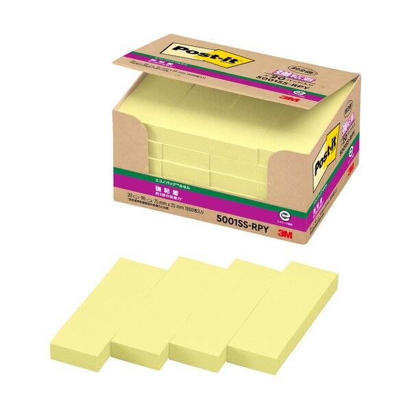 ポストイットエコノパック強粘着ふせん イエロー 5001SS-RPY 1800個