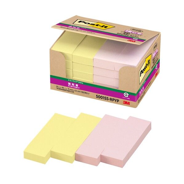 ポストイットエコノパック強粘着ふせん イエロー・ピンク 5001SS-RPYP 1800個