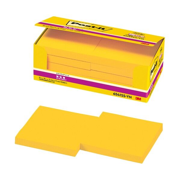 ポスト・イット 強粘着 75X75mm 90枚X10パッド イエロー 6541SS-YN 1点
