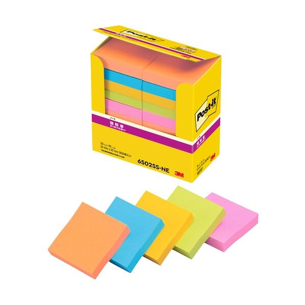 強粘着ノート パワーパック 5色混色 6502SS-NE 1箱