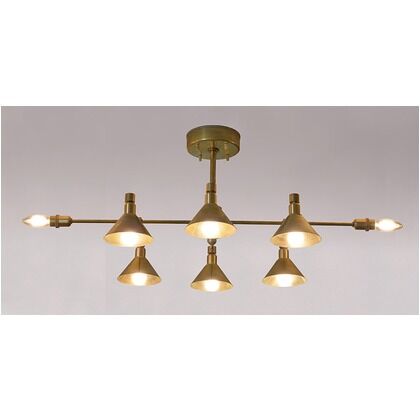 インダストリアルライト 真鍮生地8灯シーリングライト