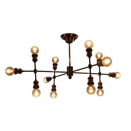 インダストリアルライト スチール製12灯シーリングライト(ランプ別売) 照明プレート 1台