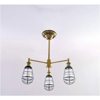 インダストリアルライト 真鍮ブロンズメッキ3灯シーリングライト(ランプ別売)