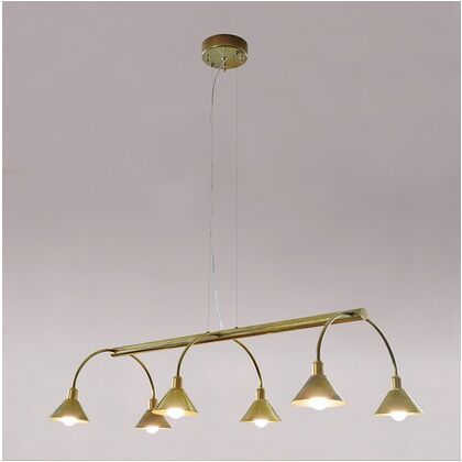 インダストリアルライト 真鍮生地6灯ワイヤー吊ペンダントライト