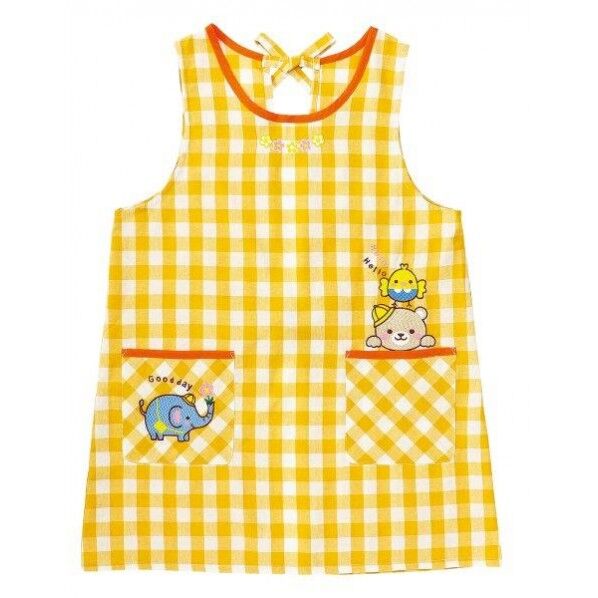 アニマルギンガムチェックエプロン イエロー