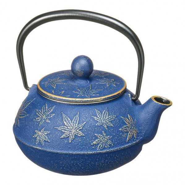 岩鋳 急須 カエデ 3型 金/ヨーロッパブルー