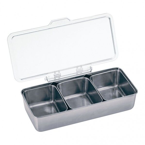 YUKIWA UK ステンレス調味料入バット PC蓋付 (中子セット)3ヶ入 1個...