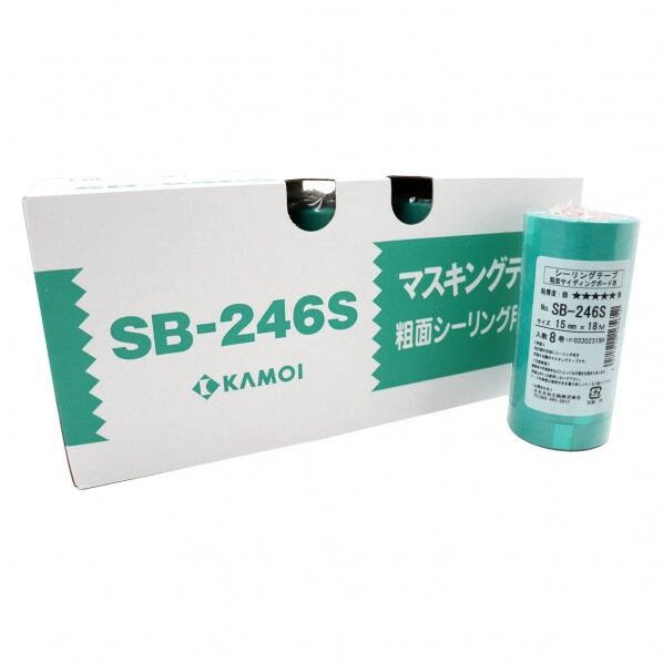 カモ井 カモ井加工紙 シーリングテープ 粗面サイディングボード用 SB-246S 15mm×18m 緑色 SB-246S 80巻