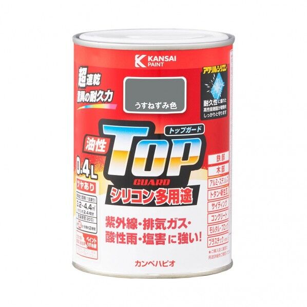 カンペハピオ 油性トップガード（つやあり） 油性多用途塗料 84×122 うすねずみ色 00017640431004 1缶
