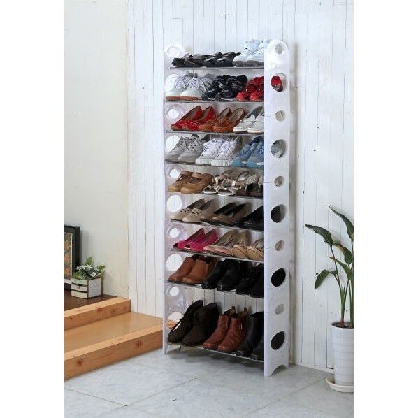 谷村実業 シューズラック11段 カバー付き 幅65×奥行19.5×高さ154.5cm ホワイト TAN-846WH 1台...