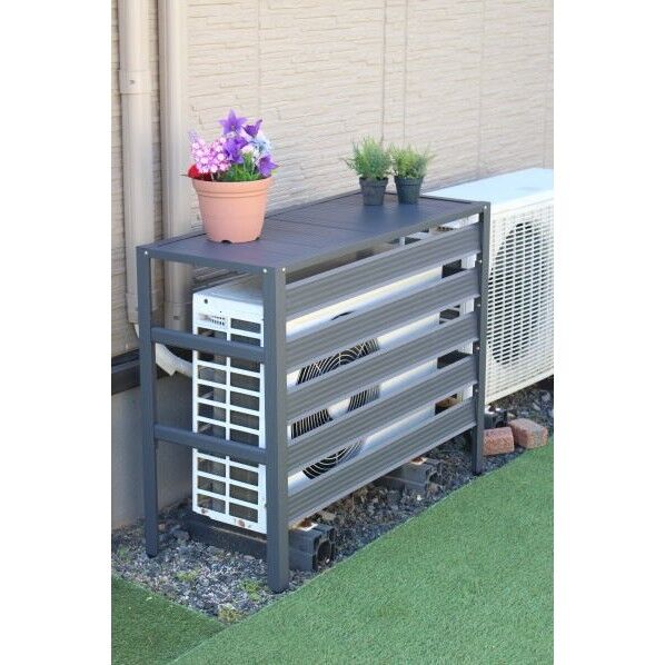 谷村実業 アルミエアコン室外機カバー 90X38.2X73 内寸:84X36X71cm 天板:90X38.2cm グレー(GY) TAN-929 1台...