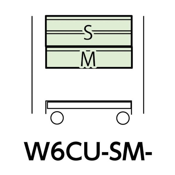 スペシャルワゴン 移動式 キャビネット浅型2段×1個、深型1段×1個グリーン W6CU-SM-G 1点
