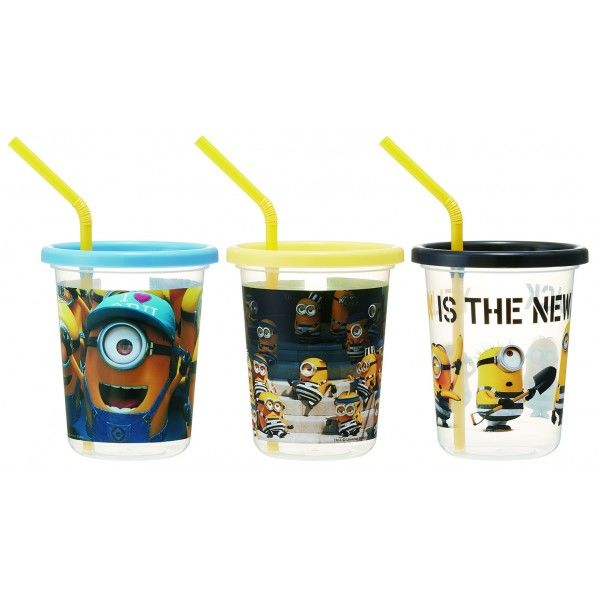 ミニオンズ3 ストロー付タンブラー 3個セット 幅9×奥行9×高さ10.6cm SIH3ST 1個