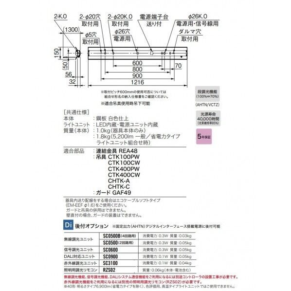 LEDライトユニット形ベースライト 40形 直付形 笠付 プルスイッチ付 一般タイプ