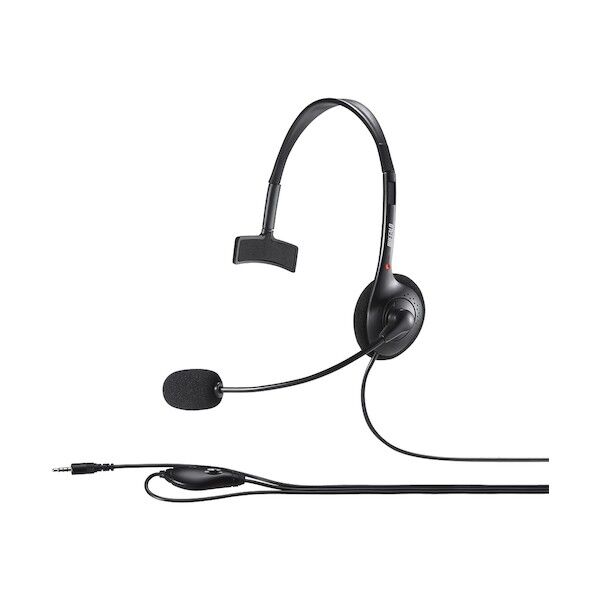 バッファロー 片耳ヘッドバンド式モノラルヘッドセット 4極ミニプラグ接続 ブラック BSHSHCM100BK 1個