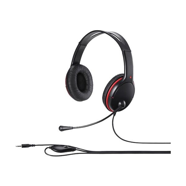 両耳ヘッドバンド式ステレオヘッドセット 大型ドライバー搭載/4極ミニプラグ接続