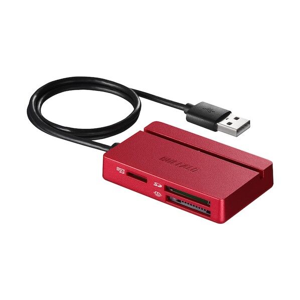 USB2.0 マルチカードリーダー/ライター スタンダードモデル レッド BSCR100U2RD 1個