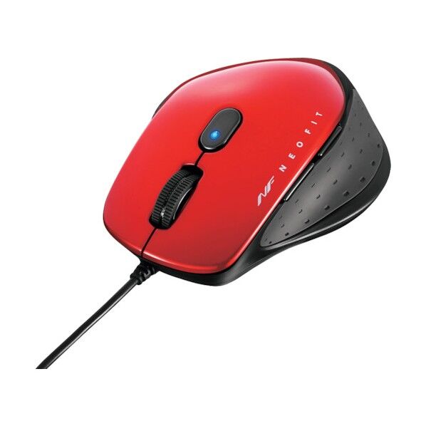 有線 BlueLED 5ボタン NEOFITマウス Mサイズ レッド BSMBU510MRD 1点